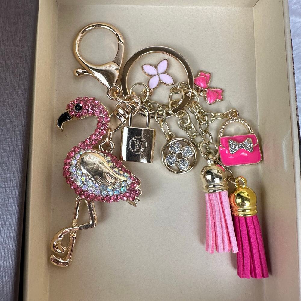 Louis Vuitton authentic LV lock charm on free fashion keychain NEW!